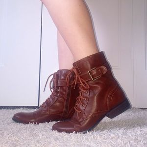 Brown Zipper Buckle + Lace Up Boots